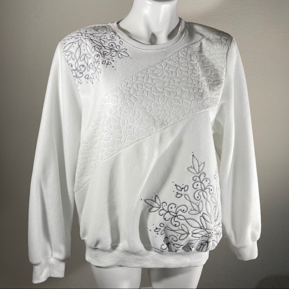 Alfred Dunner White Floral Sweater Size L